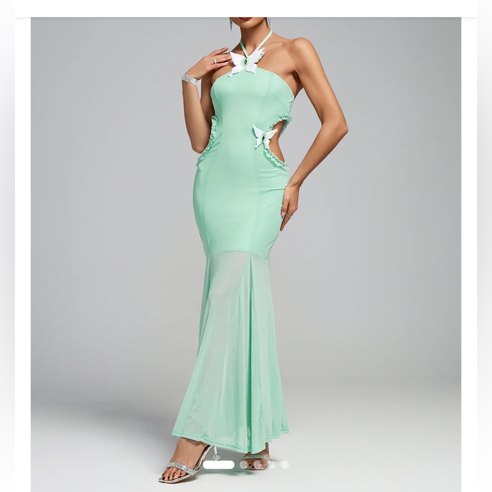 Elegant Strapless Seafoam Green Dress - Picture 8 of 8